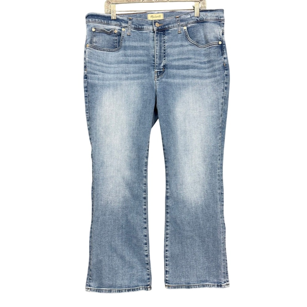 Madewell Mid-Rise Kick Out Jeans‎ Womens 33 Blue Light Wash Flare Stretch DM7179
